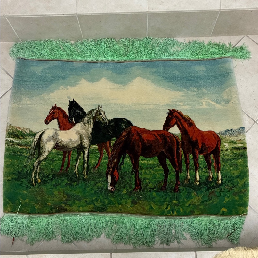 Tabriz Persian Rug - wall art 🖼️ Horses 🐎